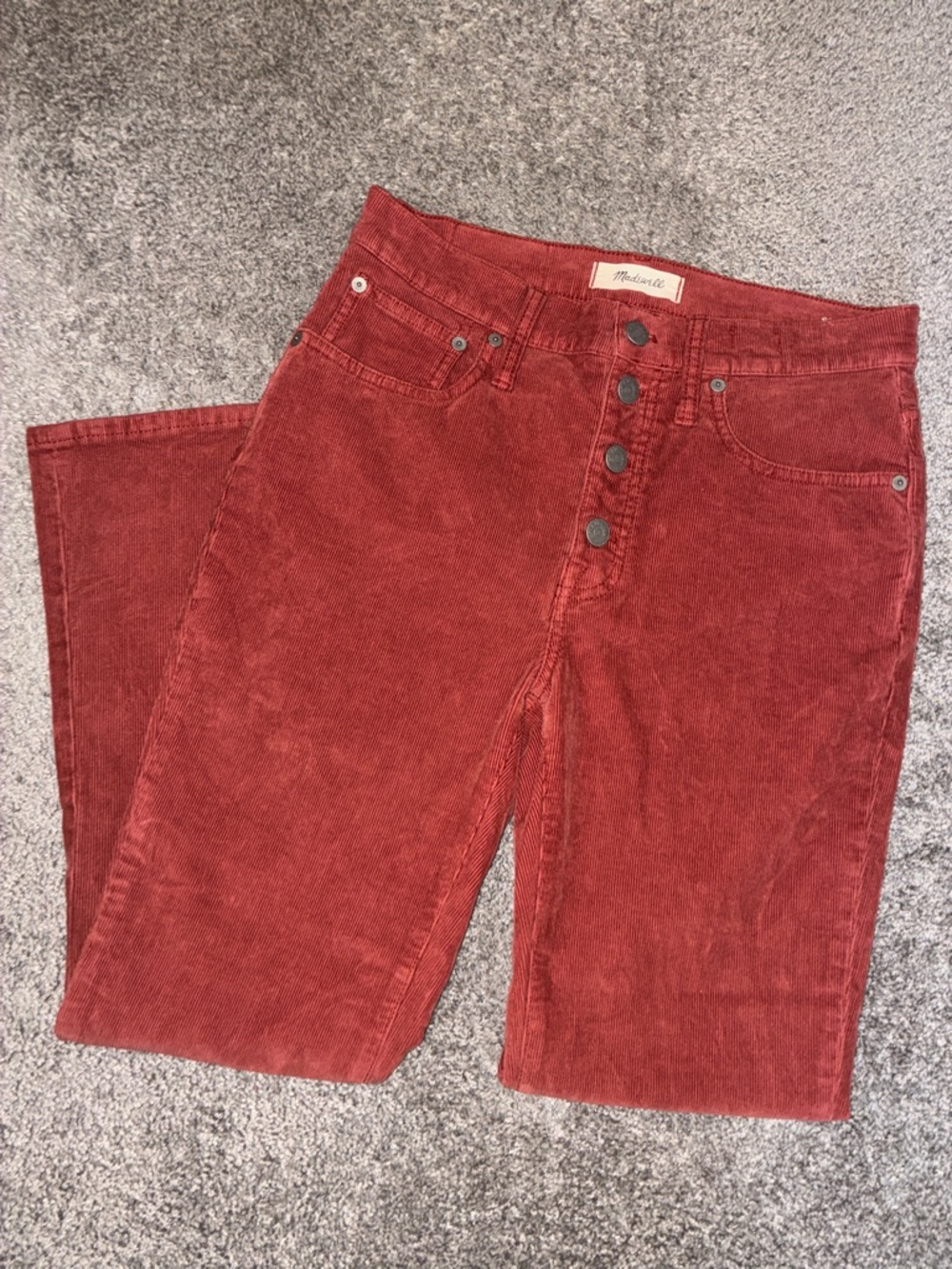 Madewell Rust Red Corduroy Button-Fly Jeans